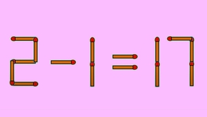 Test IQ cu chibrituri | Corectați 2 - 1 = 17, mutând un singur băț