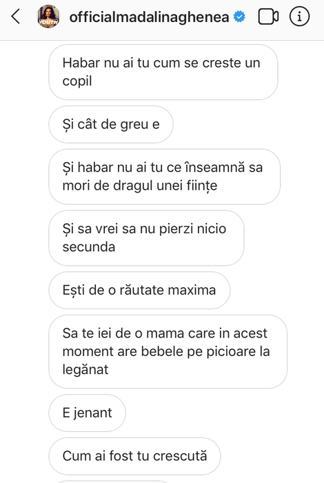 Mădălina Ghenea, jigniri la adresa fanilor pe Instagram: “Habar nu ai tu cum se crește un copil, handicapato“