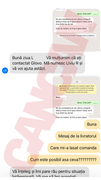 Tânără din Capitală, hărțuită de livratorul Glovo
