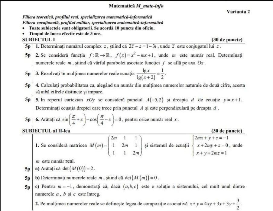 Subiecte BAC 2019. Ce poate pica la limba română și la matematică