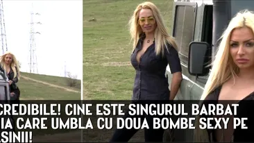 Fabulos! Cine este singurul barbat din Romania care umbla cu doua bombe sexy pe capota masinii :))