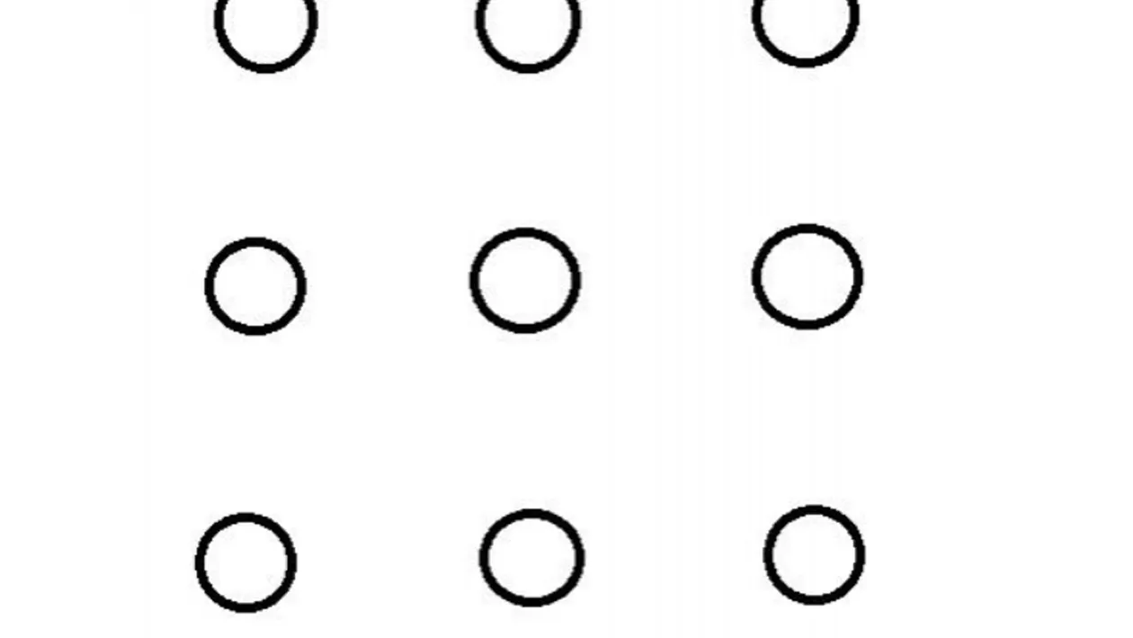 TEST IQ | Unește cele 9 cerculețe, folosind doar 4 linii, fără să ridici pixul de pe foaie