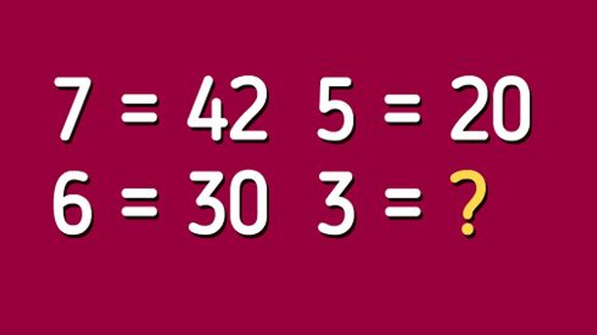 Test de inteligență exclusiv pentru genii | Dacă 7=42, 6=30 și 5=20, atunci 3=?