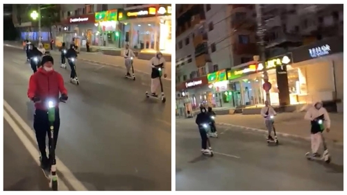 Inconștiență și teribilism. Adolescenți din Târgoviște, cursă nebună cu trotinetele pe bulevard