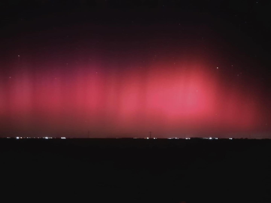 Aurora Boreală, județul Timiș /Foto: Facebook - Alex Babiuc