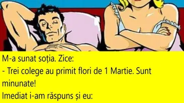 Bancul zilei, 1 martie 2022 |  „Trei colege au primit flori”
