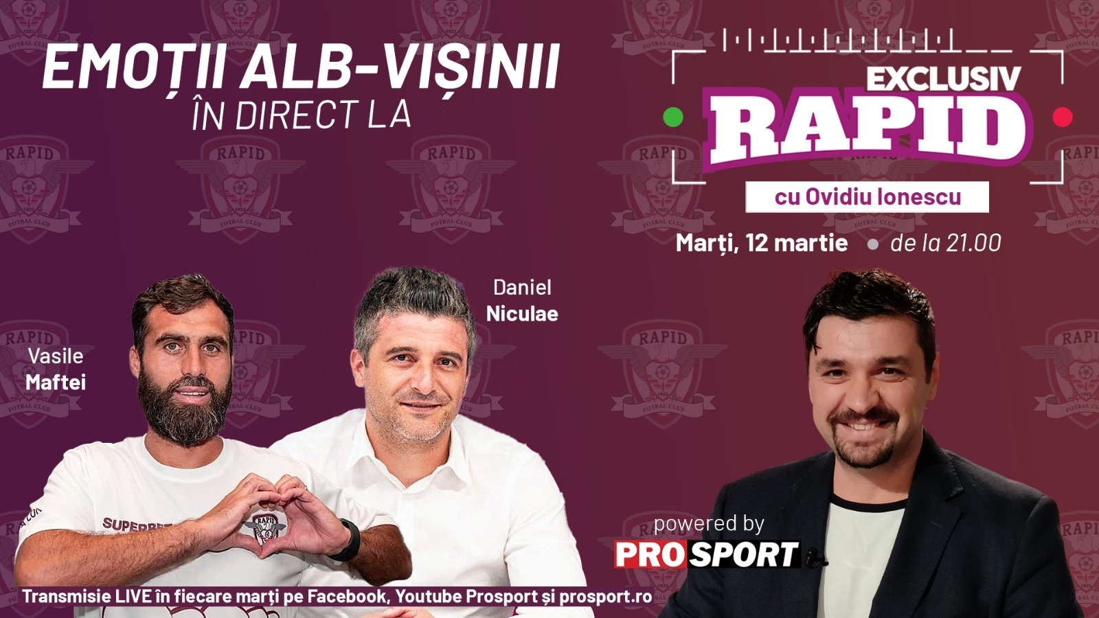 Daniel Niculae și Vasile Maftei vin la "EXCLUSIV RAPID" marți, 12 martie, de la ora 21.00