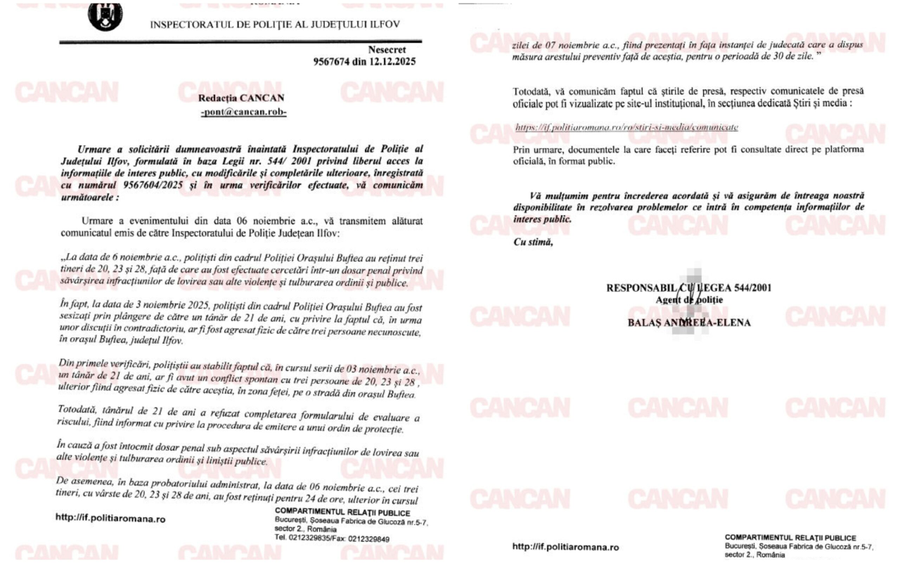 Răspuns IPJ Ilfov pentru CANCAN.RO