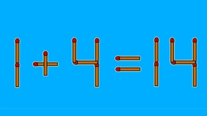 Test IQ cu chibrituri | Corectați 1 + 4 = 14, mutând două bețe