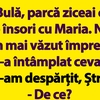 BANC | „Bulă, parcă ziceai că te însori cu Maria”