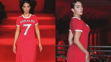 Georgina Rodriguez a încins atmosfera la Săptămâna Modei de la Paris. Logodnica lui Cristiano Ronaldo a defilat pe podium într-o costumație aparte. FOTO