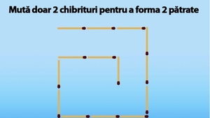 Test de inteligență: Mută doar 2 chibrituri pentru a forma 2 pătrate. O poți face?