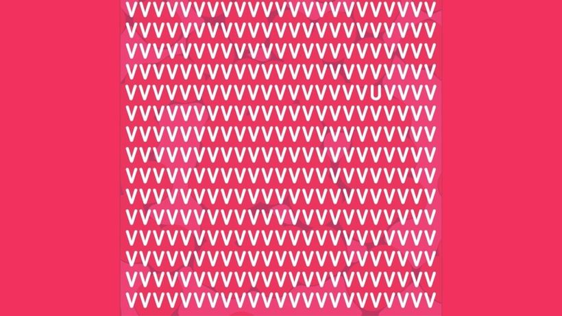 Test de perspicacitate | Găsește litera „U” ascunsă printre „V”-uri! Ai un IQ +140 dacă reușești în 11 secunde