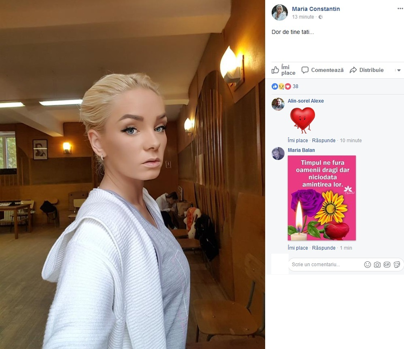 Maria Constantin, mesajul postat pentru tatăl mort pe Facebook