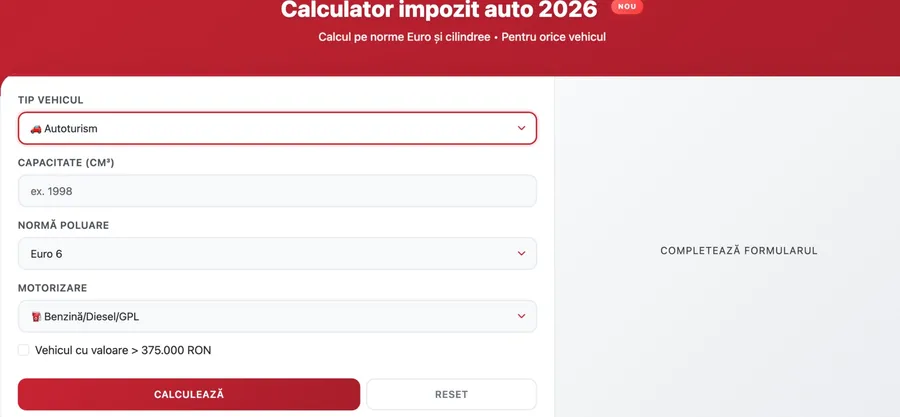Calculator impozit auto online. Sursa foto: Impozit Auto