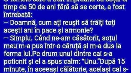 BANCUL ZILEI | Secretul unei căsnicii de 50 de ani
