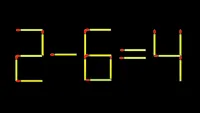 Test de inteligență | Mutați 2 chibrituri, pentru a transforma 2-6=4 într-o egalitate corectă