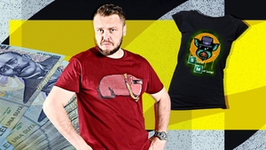Câți lei costă tricourile cu "slană" ale lui Nelu Cortea. Comediantul își face reclamă la America Express