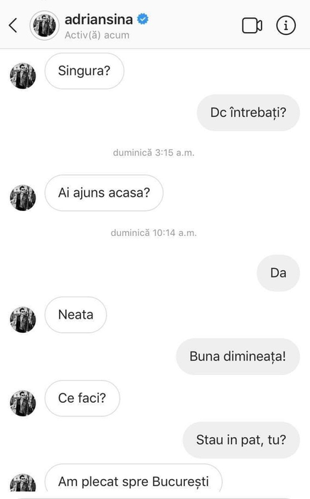 O parte din conversația pe care Adi Sînă ar fi purtat-o pe Instagram cu puștoaica din Botoșani