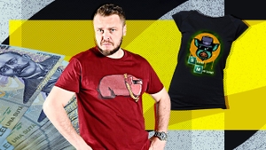 Câți lei costă tricourile cu "slană" ale lui Nelu Cortea. Comediantul își face reclamă la America Express