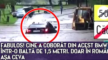 Fabulos! Cine a coborat din acest BMW X6 direct intr-o balta de 1,5 metri. Doar in Romania vezi asa ceva