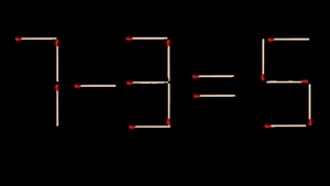 TEST IQ | Mutați un singur chibrit pentru a corecta 7 - 3 = 5