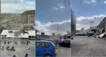 Fenomen rar, la noi în țară! O vijelie sub formă de tornadă a distrus 13 mașini