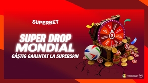 (P) Super Drop la SuperSpin: la startul turneului american, ai câștig garantat în rotiri gratuite sau Supercoins la roata Superbet