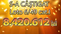 S-a câștigat marele premiu la Loto 6/49! Norocosul are acum pe numele lui peste 1,72 milioane de euro