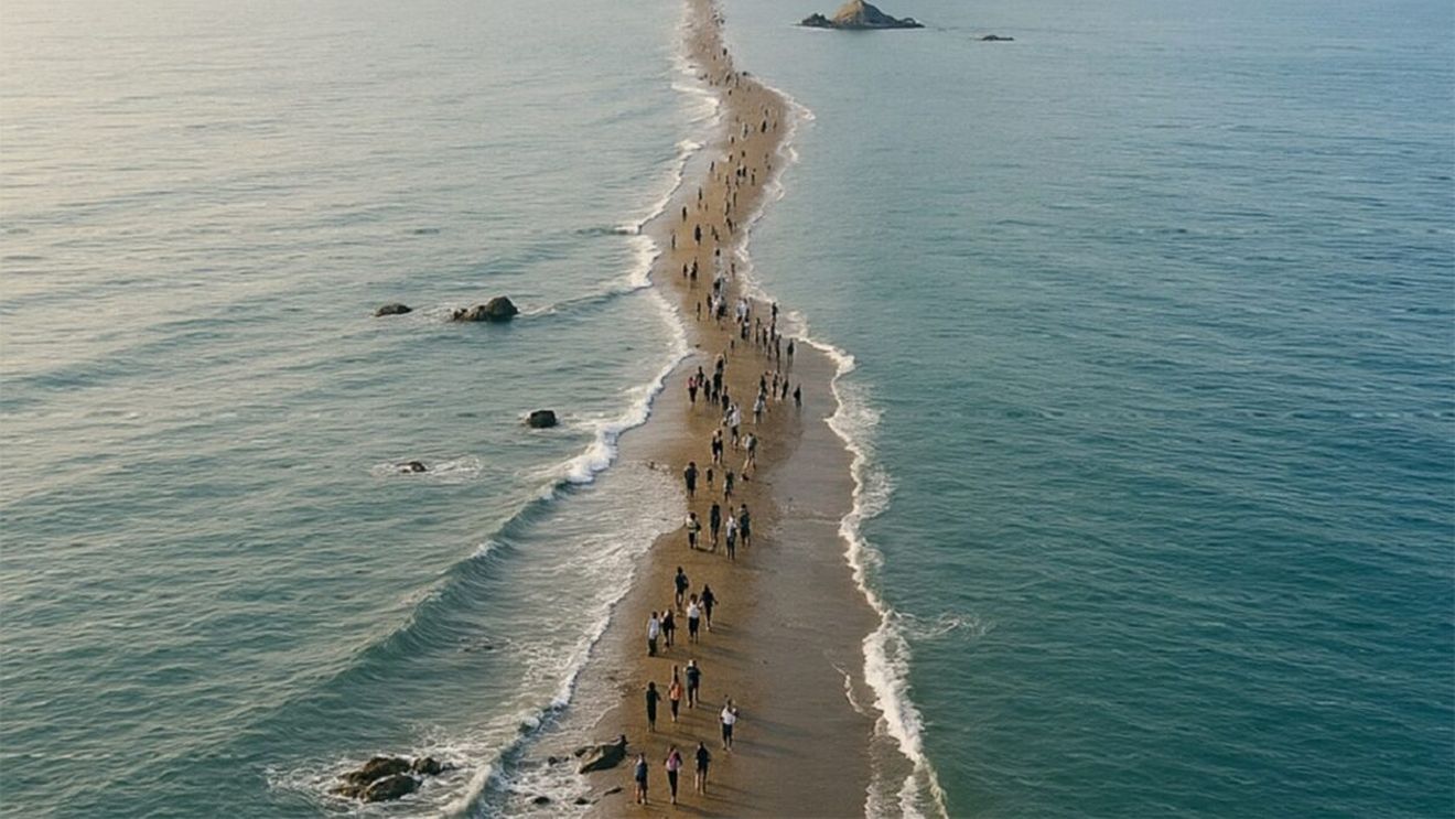 "Minunea lui Moise" din Coreea de Sud. Motivul pentru care marea se deschide de două ori pe an, timp de o oră