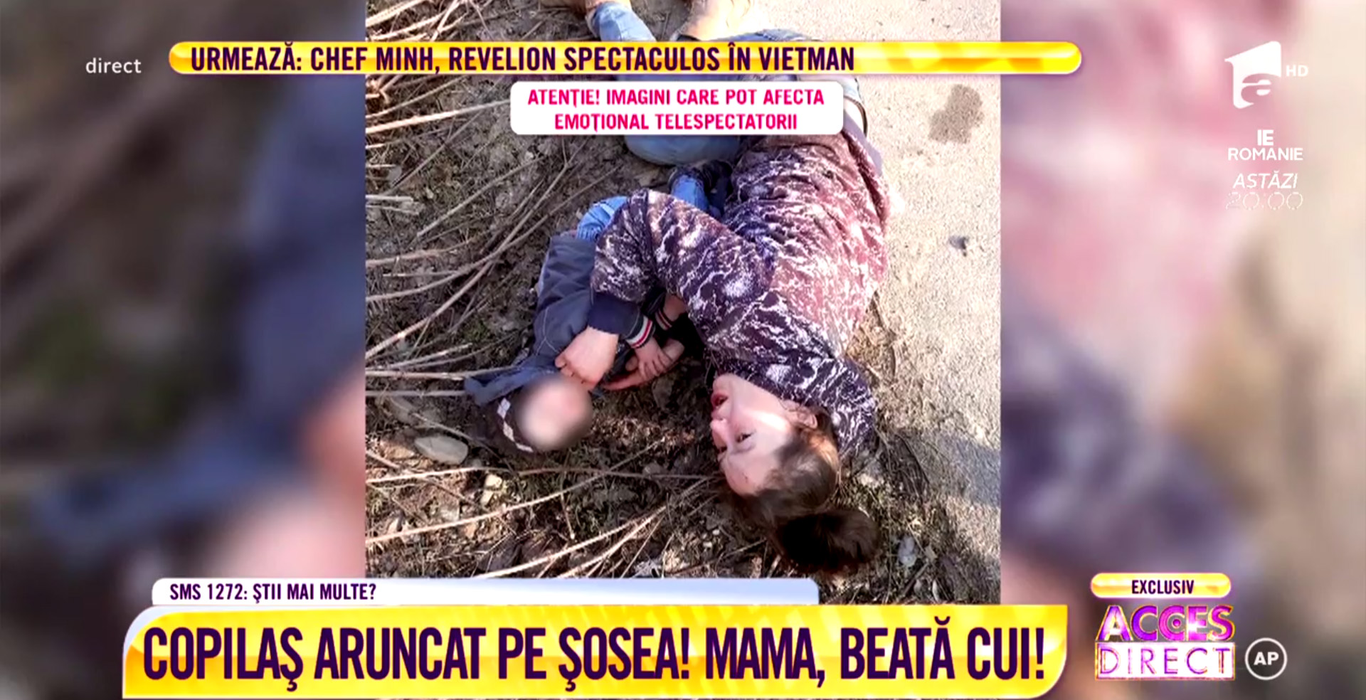 Caz revoltător! Copil lăsat pe șosea, lângă mama lui beată moartă! Simona Gherghe: „Este absolut îngrozitor. Nu pot să privesc imaginile astea”