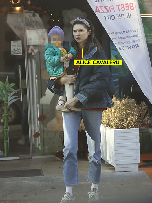 Alice Cavaleru pleacă de la restaurant ținând-o în brațe pe Alegra Nova (Foto: CANCAN.RO)
