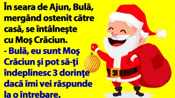 BANC | În seara de Ajun, Bulă, mergând ostenit către casă, se întâlneşte cu Moş Crăciun