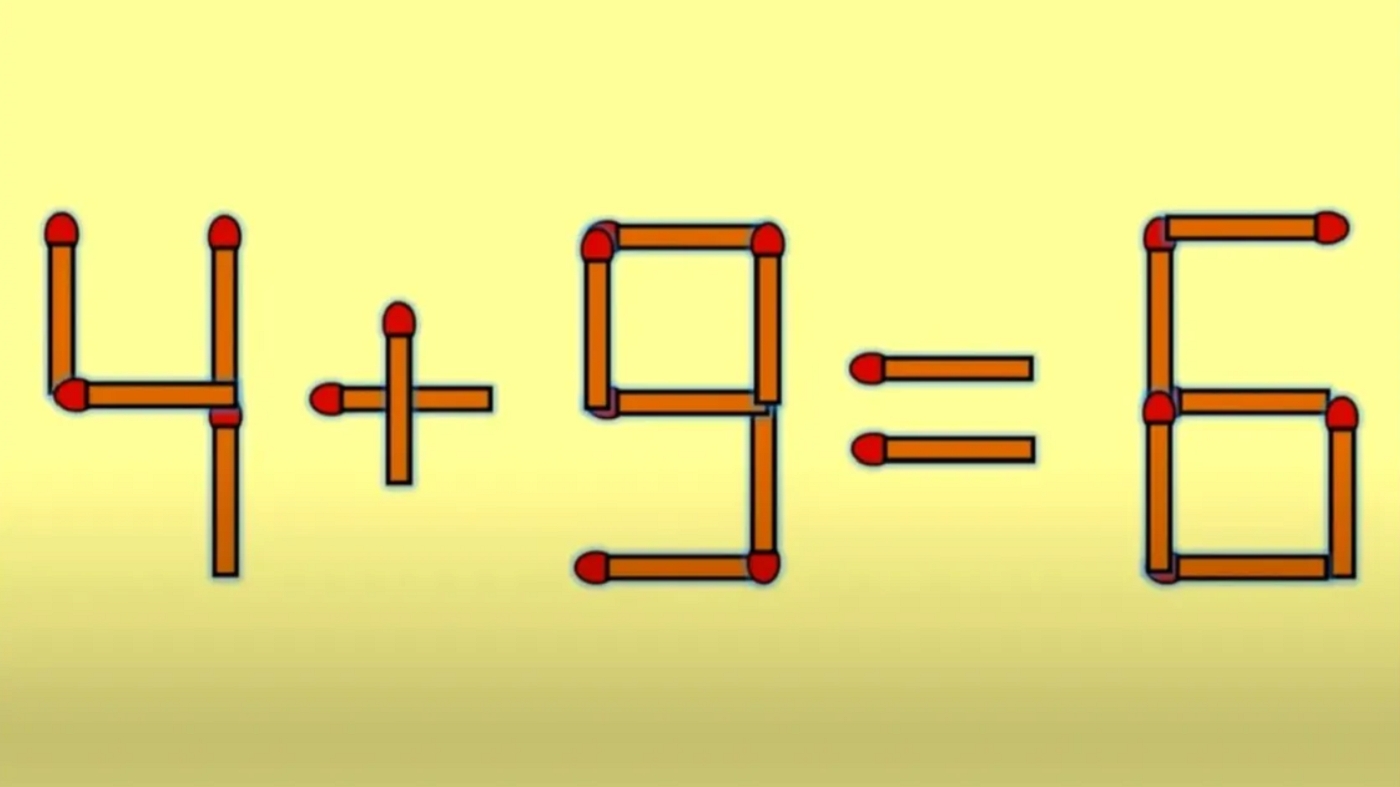 Test IQ cu bețe de chibrit | Mută unul singur pentru a rezolva ecuația 4+9=6