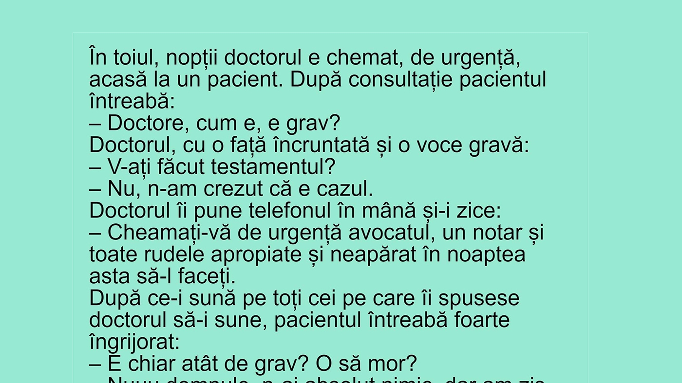 BANC | În toiul nopții, doctorul e chemat, de urgență, acasă la un pacient