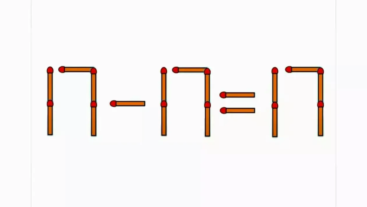 Test IQ cu bețe de chibrit | Mută unul singur pentru a rezolva ecuația 17-17=17