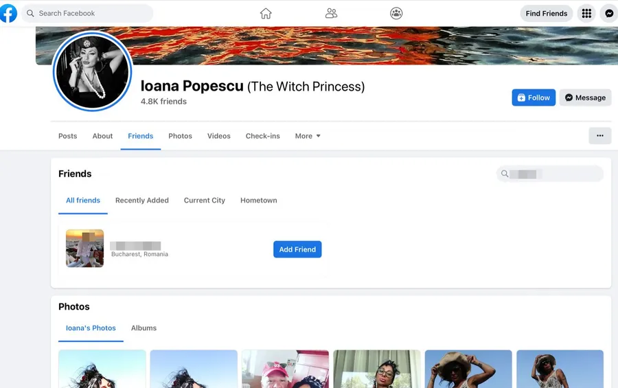 Milionarul e încă "prieten" pe Facebook cu Ioana Popescu (Foto: captură de ecran)