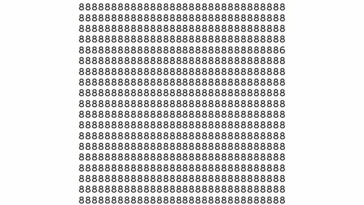 Test de inteligență | Nu toate cifrele din imagine sunt 8. Identificați-o pe cea diferită!