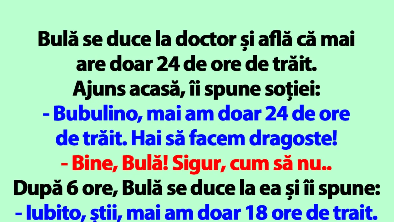 BANC | Bulă mai are doar 24 de ore de trăit