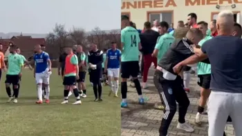 Scene de MMA la un meci de fotbal din România! Un jucător a fost aruncat la pământ și… „Ne-a făcut praf”