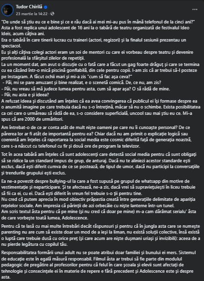 Tudor Chirilă și Andreea Esca, reacție după ce au văzut serialul „Adolescence”. Sursa foto: Facebook