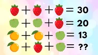 Test de inteligență | Rezolvați ecuația cu fructe: Cât costă o portocală + o căpșună + o dudă?