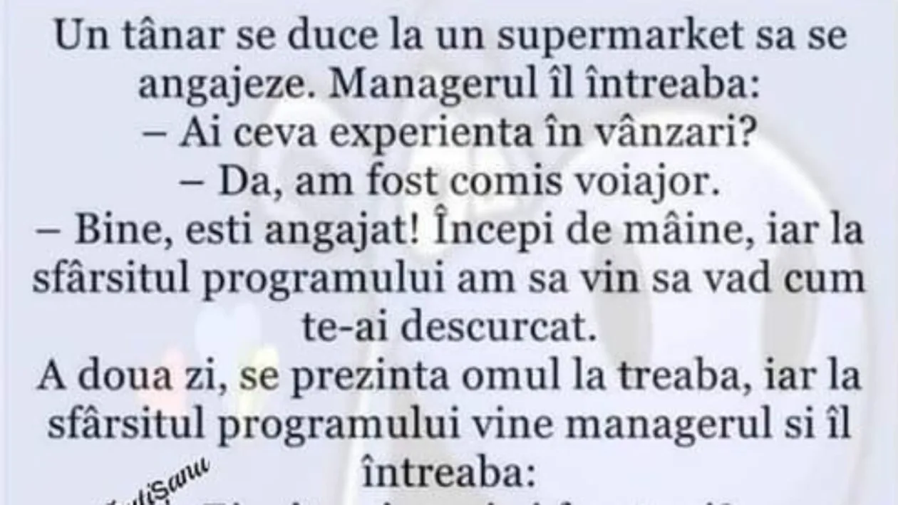 BANC | Un tânăr se duce la un supermarket să se angajeze