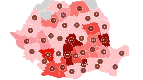 Care sunt județele cele mai afectate de noile infectări COVID-19. Capitala, peste 100 de cazuri în doar 24 de ore