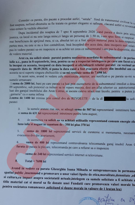 Cererea de chemare  în judecată a fostei dansatoare