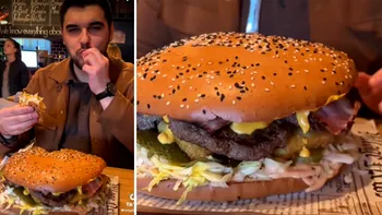 Acest client a încercat celebrul burger de 2 kilograme din Brașov. Câți lei a plătit