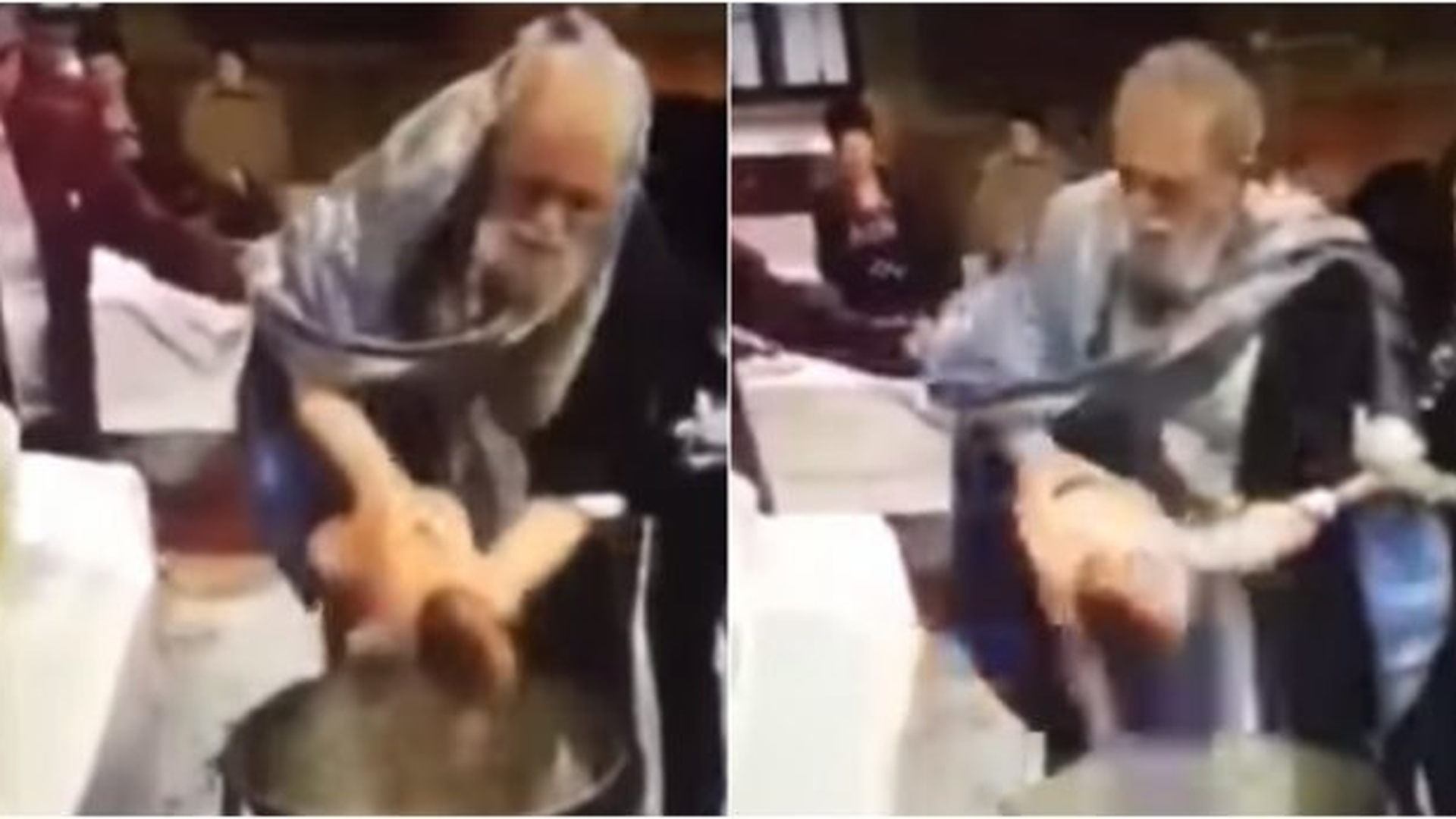 Imagini şocante: un preot bruschează un bebeluş în timpul botezului! Reacţia Patriarhiei 