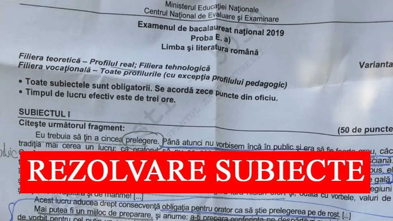 BAC 2019. Rezolvarea subiectelor la Limba și literatura română. Bacovia sau Blaga la Real și Arghezi sau Barbu la Uman