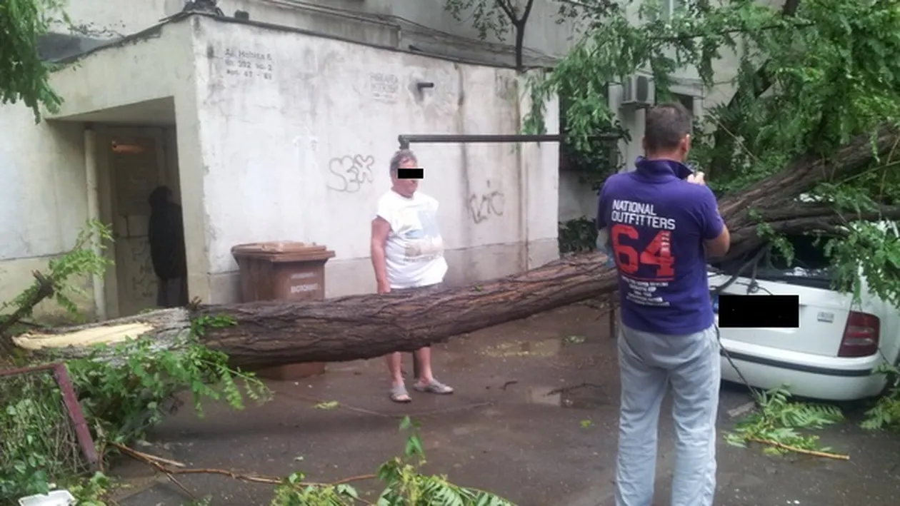 Dezastru in Capitala dupa o furtuna de cateva minute! Bilant: zeci de copaci rupti, masini zdrobite si oameni raniti