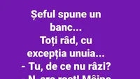 BANCUL ZILEI | Cine nu râde la glumele șefului